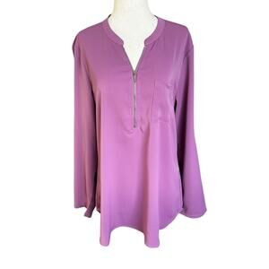 Furnex Purple V-neck Blouse Women Top Size Medium | 44-11